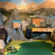 Indoor museum exhibit signs